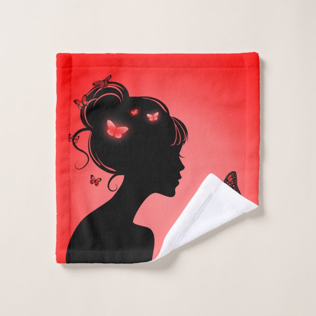 Linge de toilette La femme papillons rouges (Toallita)