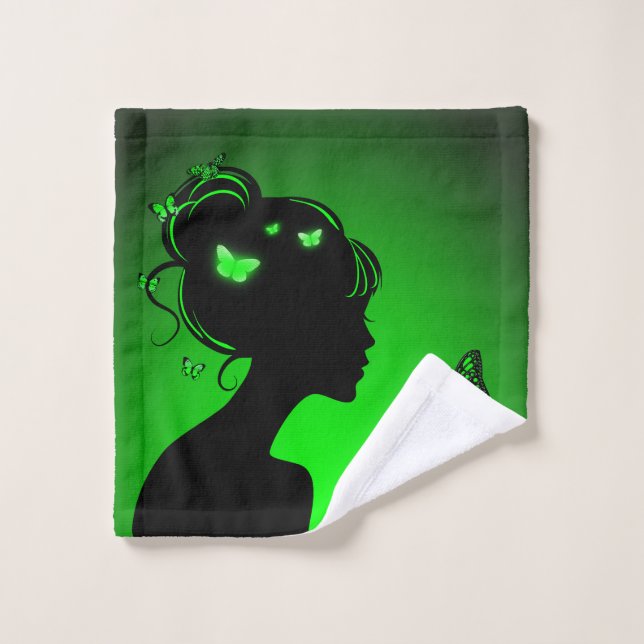 Linge de toilette La femme papillons verts (Toallita)