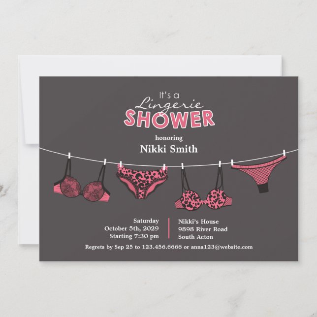 Lingerie Bridal Shower Flat Invitación plana (Anverso)