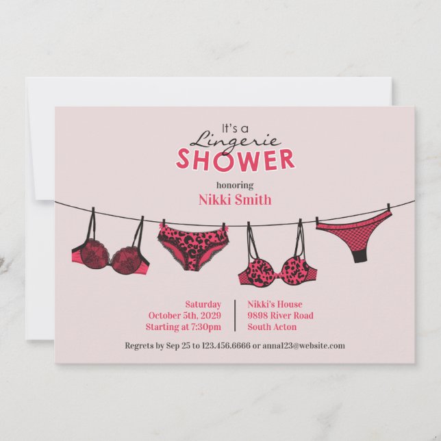 Lingerie Bridal Shower Flat Invitación plana (Anverso)