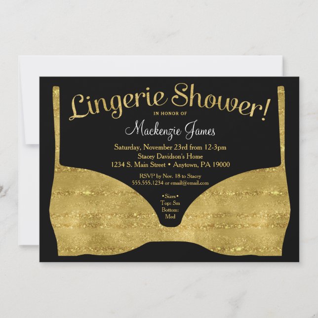 Lingerie Bridal Shower Invitación Glam de oro (Anverso)