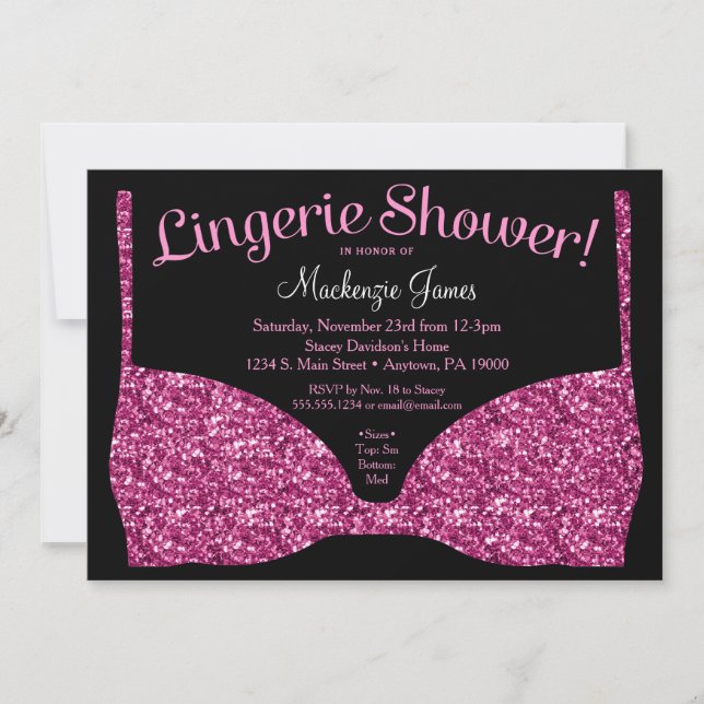 Lingerie Bridal Shower Invitación Glam Rosa (Anverso)