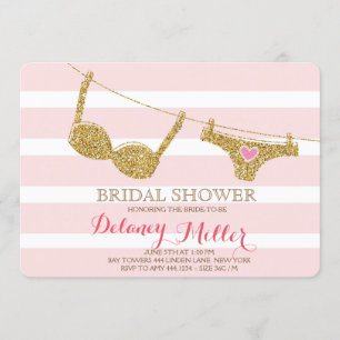 Lingerie Bridal Shower Invitación Rosa & Oro