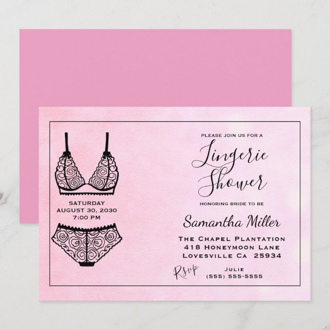 Lingerie Shower Pink Bridal Shower Invitación (Anverso / Reverso)