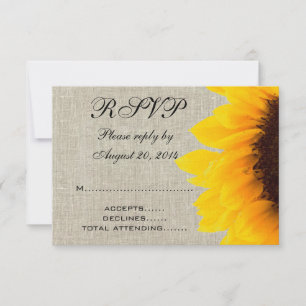 Lino Beige Girasol Rústico RSVP Boda