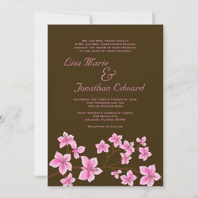 Lino rosado elegante de la invitación 5x7 de la (Anverso)