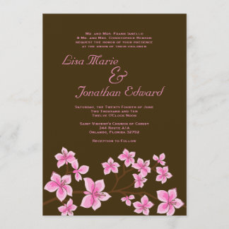 Lino rosado elegante de la invitación 5x7 de la