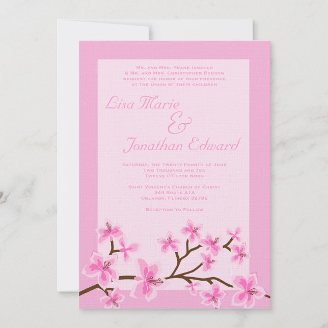 Lino rosado elegante de la invitación 5x7 de la (Anverso)