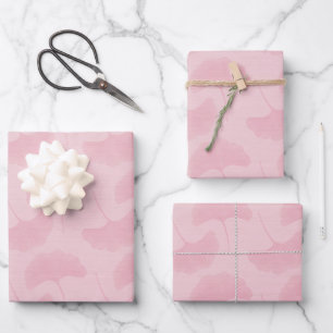 Lino Texturizado Rosa Pastel y Hojas de Gingko Ros