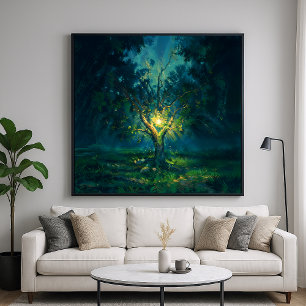 Linterna de árbol - Arte natural de estilo impresi