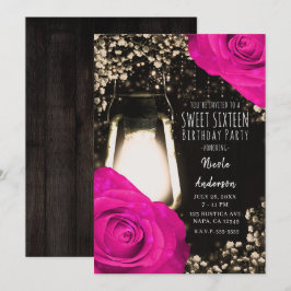 Linterna de Brillo Rústico y Invitación de Boda Ro