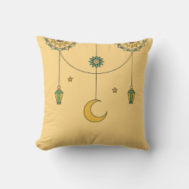 Linterna de Ramadán y cojín decorativo creciente