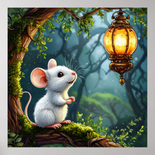 🐭🏮 Linterna Nocturna de Ratón Blanco Lindo Arte