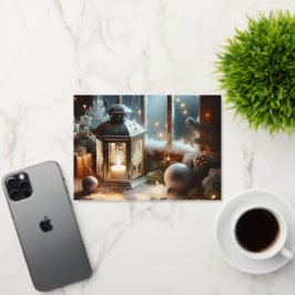 Linterna plateada de invierno de vacaciones