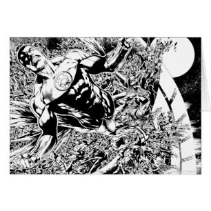 Linterna verde y luna - negro y blanco