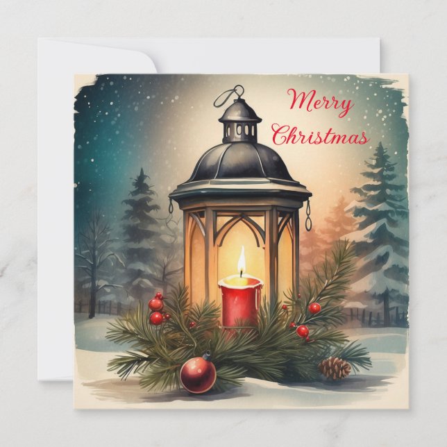 Linterna vintage de Navidad con vela (Anverso)
