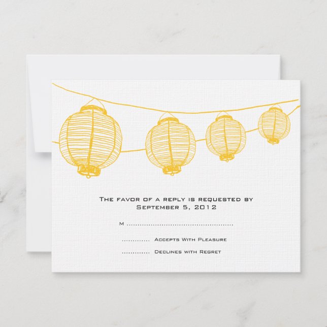 Linternas amarillas y blancas Boda RSVP (Anverso)