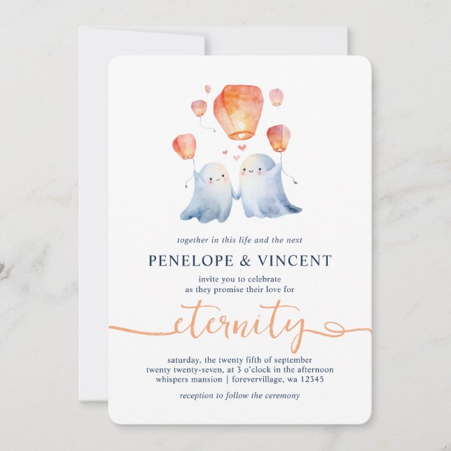 Linternas de deseo de amor y invitación de boda de (Anverso)