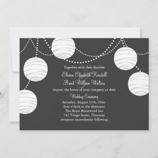 Linternas de Fiesta gris Invitación a la boda