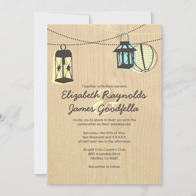 Linternas de la noche que casan invitaciones (Anverso)