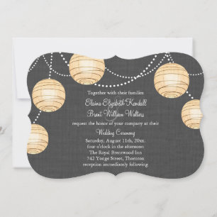 Linternas en la invitación a la boda grisácea 2