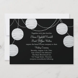 Linternas fiestas en la invitación a la boda de pl