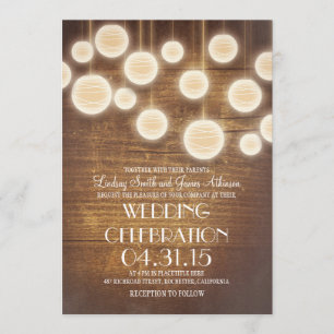 linternas invitación a una boda rústica en el camp