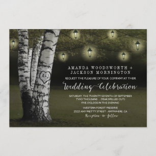 Linternas + Invitaciones rústicas de la boda del