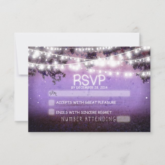 linternas nocturnas rsvp de boda púrpura (Anverso)