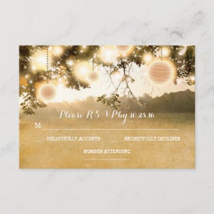 Linternas rusticas Tarjetas RSVP de boda romántica