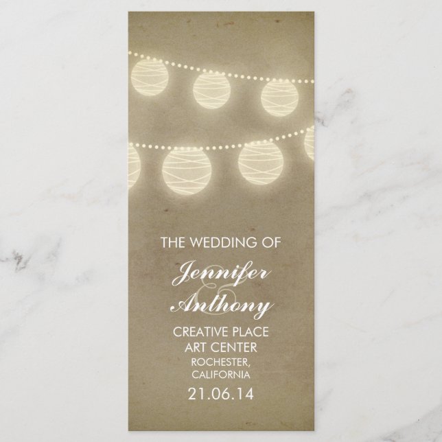 linternas vintage elegantes programas de bodas (Anverso)