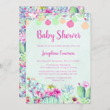 Linternas y Cactus Invitaciones a la ducha para be