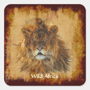 LION AFRICANA Cinco Grandes Pegatinas De Vida Silv