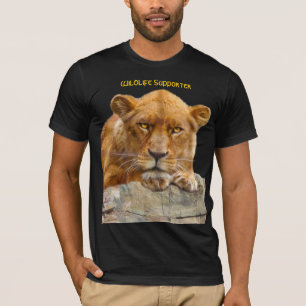 LION AFRICANA Gran Camiseta De Cinco Gatos De Vida