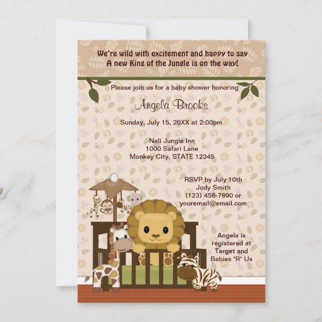 LION Baby Shower Invitación Nali Jungle NJL (Anverso)