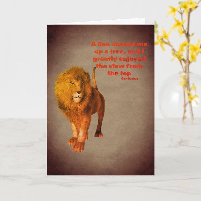 Lion Confucius Attitude Cita Tarjeta Inspiradora (flor amarilla)