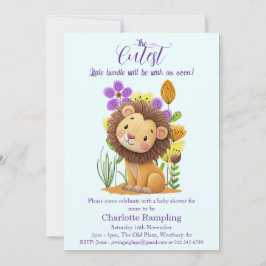 Lion Cub Baby Shower en invitación de Azure