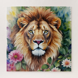 Lion Face Watercolor Art Jigsaw Puzzle