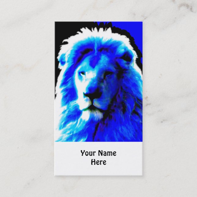 Lion Head Blue tarjeta de negocios blanca (Anverso)