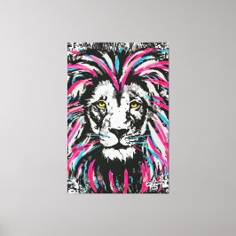 Lion Head Canvas | Impresión de lienzo rosa azul