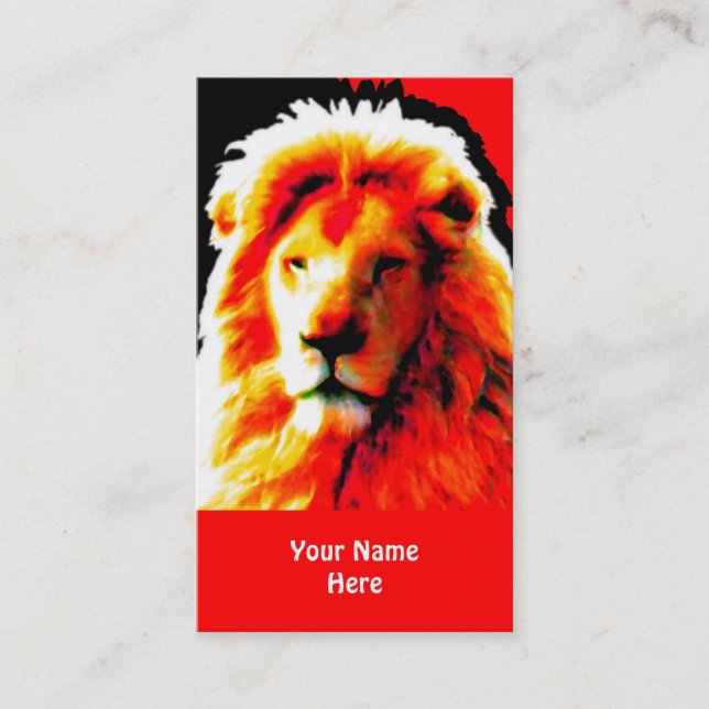 Lion Head Red tarjeta de negocios roja roja (Anverso)