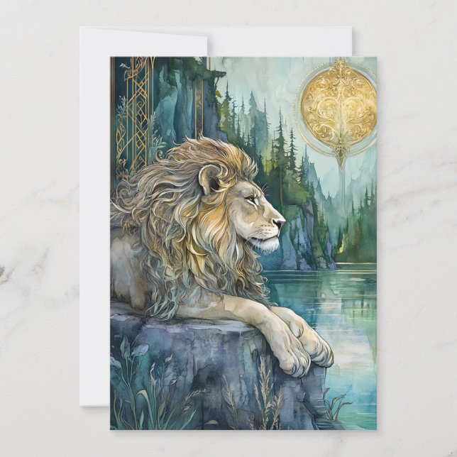 Lion of the Enchanted Realm Fantasy Art Flat Card (Anverso)