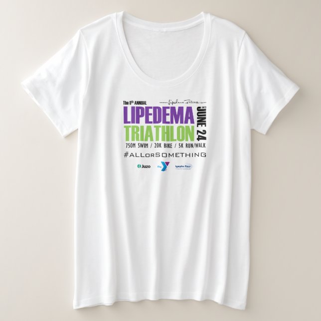 Lipedema Triathlon Plus T-Shirt (Blanco) 2023 (Anverso del diseño)