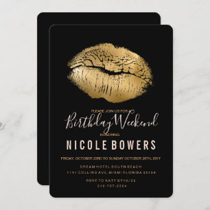 Lips Cumpleaños Invitación Itineraria Fin de Seman