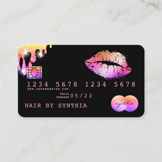 Lips maquillaje lápiz labial Tarjeta de crédito es (Anverso)