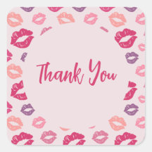 Lips rosados Glam Fiesta Gracias Pegatina Favor
