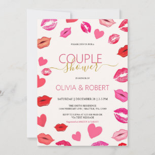 Lips y corazones Invitación de duchas de pareja