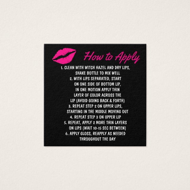 LipSense Cómo Aplicar Tarjetas (Anverso)