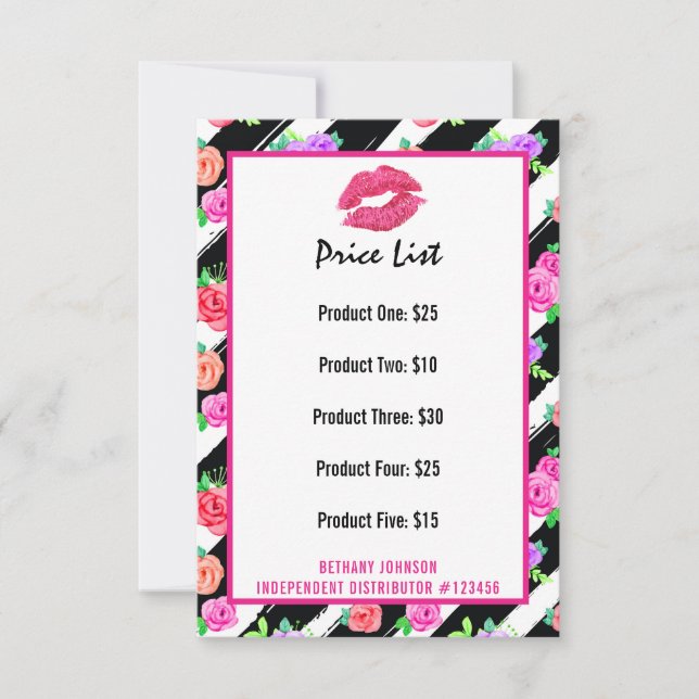 Lipstick Distribuidor Price List Glam Rosa Kiss (Anverso)