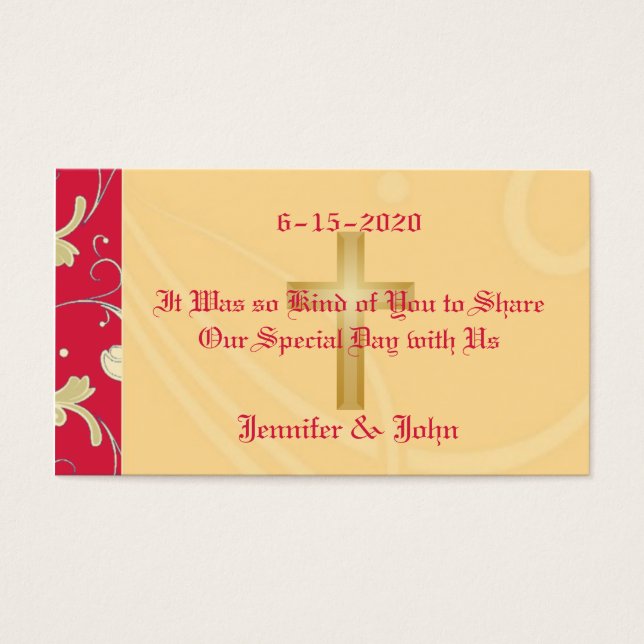 Lipstick Red, Gold, Christian, Wedding Favor (Frente)